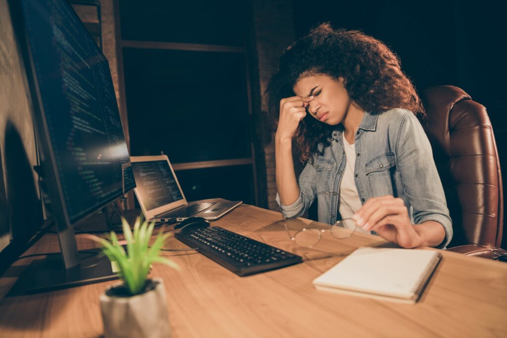 stress woman at work computer